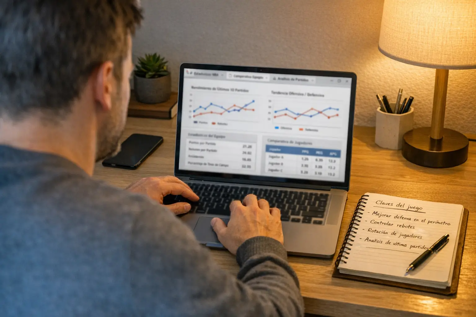 Persona comparando cuotas de apuestas NBA en ordenador portátil