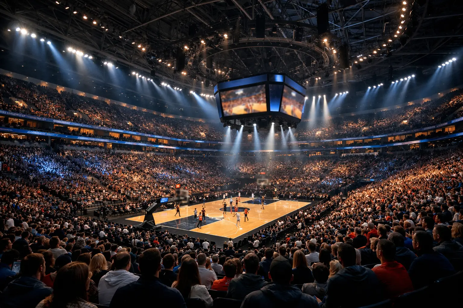 Pabellón de Euroliga con ambiente espectacular de aficionados